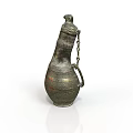 Ancient Bronze Sculpture With Carved Patterns Chain Handle And Decorative Lid