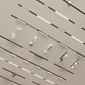 Modern Linear Ceiling Lighting Design With Downlights And Spotlights Arrangement 3d model
