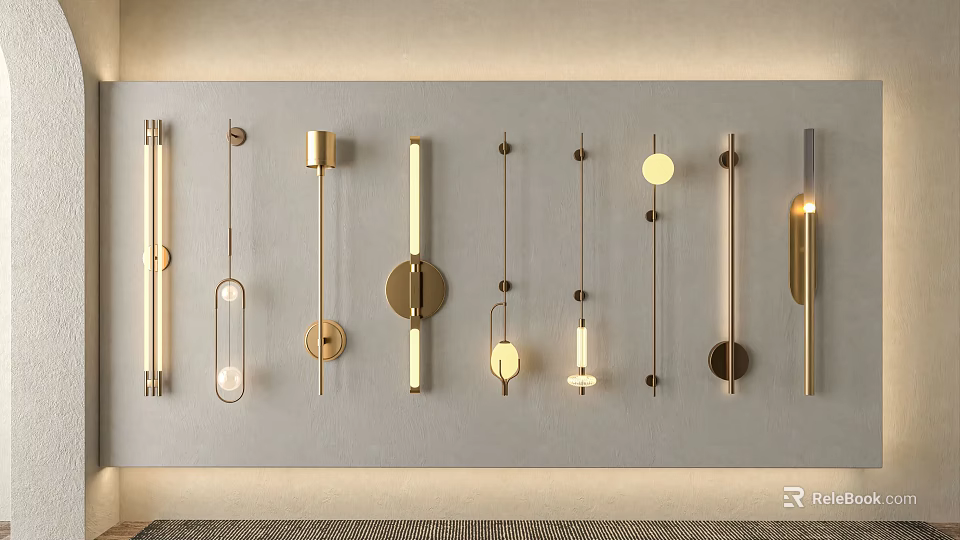 Modern Wall Lamps Design With Various Styles And Metallic Finishes For Contemporary Decor 3d model 