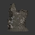Gray Sculptural Decorative Artwork With Intricate Textured Surface And Base
