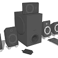 Home Theater Sound System With Subwoofer Multiple Speakers And Surround Components 3d model