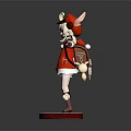 Game Anime Character In Red Christmas Outfit With White Hair Arms Outstretched On Red Base