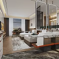 Elegant Modern Hotel Guest Room Interior With Comfortable Bed Sofa And Work Desk 3d model