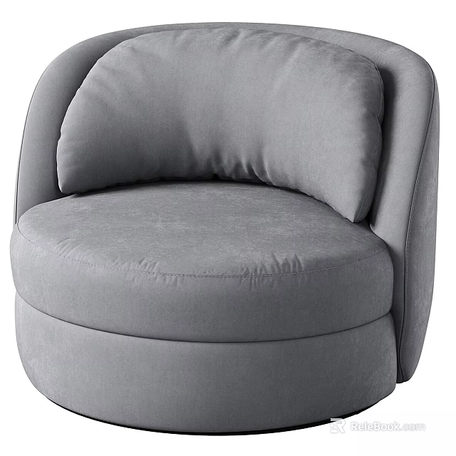 Modern Gray Armchair Featuring Round Design Soft Curved Backrest And Comfortable Seat 3d model 