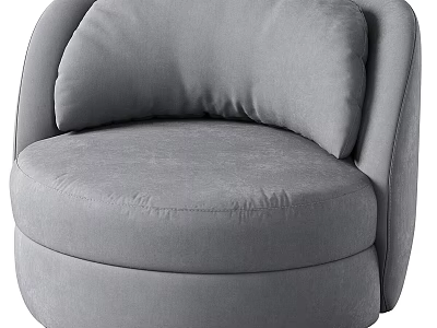 Modern Gray Armchair Featuring Round Design Soft Curved Backrest And Comfortable Seat 3d model