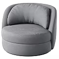 Modern Gray Armchair Featuring Round Design Soft Curved Backrest And Comfortable Seat