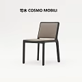 Modern Minimalist Dining Chair With Black Metal Frame And Beige Fabric Seat