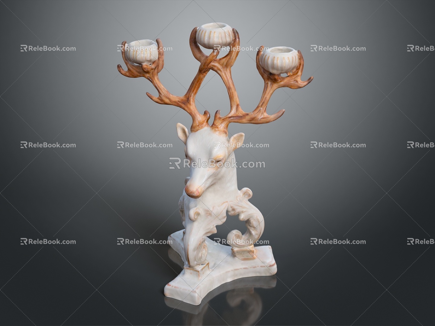 Modern Candlestick Candle Deer Head Candlestick Copper Candlestick 3d model