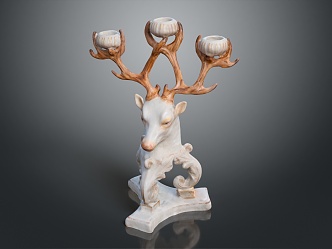 Modern Candlestick Candle Deer Head Candlestick Copper Candlestick 3d model