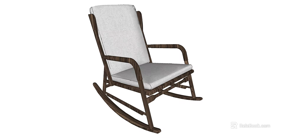 Leisure Rocking Chair With Wooden Frame And Comfortable Fabric Seat Backrest 3d model 