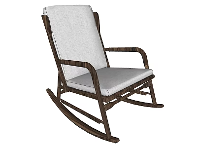 Leisure Rocking Chair With Wooden Frame And Comfortable Fabric Seat Backrest 3d model
