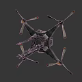 Intelligent Drone With Multiple Rotors Green Body And Red Rotor Tips 3d model