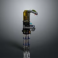 Yellow And Black Industrial Mechanical Device With Metal Structure Multiple Pipes And Mechanical Arm