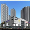 Modern Commercial Complex With High Rise Buildings Shopping Malls Glass Curtain Walls And Urban Pedestrians