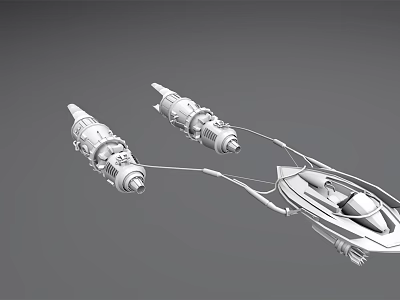 Detailed Mechanical Device With Two Engine Like Components And Connected Structure 3d model