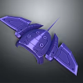 Purple Mechanical Winged Structure With Metallic Spikes And Detailed Surface Panels