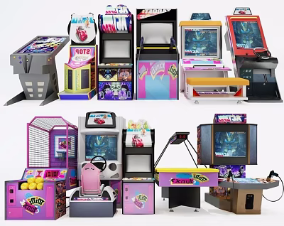 Various Types of Arcade Game Machines as Popular Entertainment Electronics for Leisure Activities 3d model