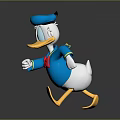 Donald Duck Game Movie Character In Blue Outfit Blue Cap Red Bow Tie Running Pose