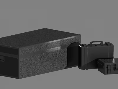 Black Textured Luggage Cases With Different Sizes And Secure Handles For Storage 3d model