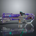 Futuristic Sci Fi Weapon With Purple Silver Body And Glowing Blue Green Accents