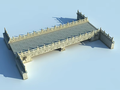 Traditional Ancient Stone Bridge With Ornate Railing And Classic Structure Design 3d model