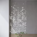 Modern Bedroom Accent Wall With Gray Panels Wooden Base And White Decorative Patterns