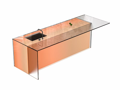 Modern Transparent Bar Counter With Orange Cabinet Sink And Green Decor 3d model