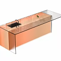 Modern Transparent Bar Counter With Orange Cabinet Sink And Green Decor