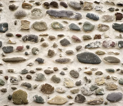 Natural Stone Wall With Various Sizes And Colorful Mixed Rocks For Decor 3d model