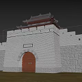Ancient Chinese Architecture Gate With Stone Walls Red Wooden Door And Traditional Roof