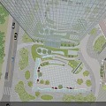Modern Office Building with Glass Curtain Wall Landscaped Greenery Plaza and Water Features