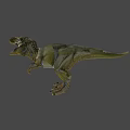 Green T-Rex Dinosaur Model With Open Mouth In Red Rock Natural Setting