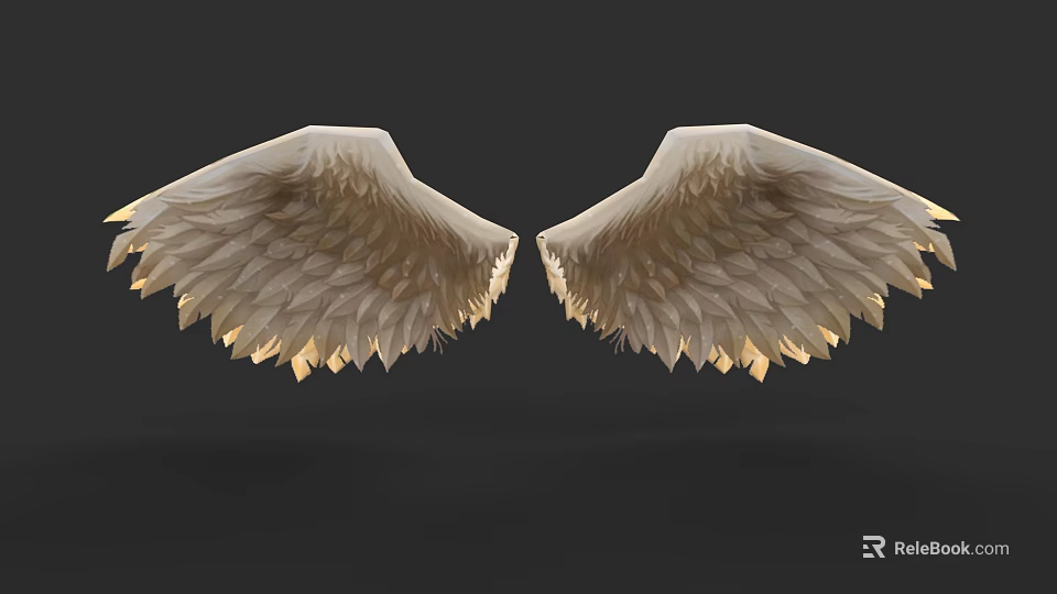 Crafted White Wing Sculpture With Intricate Feather Details And Artistic Design 3d model 