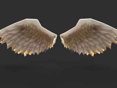 Crafted White Wing Sculpture With Intricate Feather Details And Artistic Design 3d model