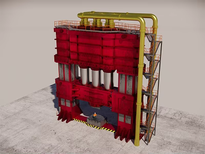 Industrial Equipment With Multi Level Platforms Piping Staircase And Steel Columns 3d model