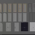 Multiple Styles of Hinged Doors Including Arched Top Rectangular and Glass Panel Designs