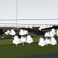 Modern Industrial Factory Complex With Unique Curved Roofs By Lakeside Surrounded By Mountains Greenery And Water