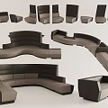 Modern Modular Sectional Sofa Set With Curved Design And Multiple Components 3d model