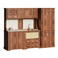 Classic Traditional Wooden Kitchen Cabinets With Sink Faucet And Drawers Countertop