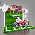 FIFA World Cup Qatar 2022 Themed Scene With Soccer Goal Grass Field And Cartoon Players