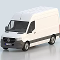 White Mercedes Commercial Van With Roof Rack Side Doors And Front Grille Design