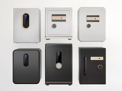 Various Styles Of Safes With Different Colors And Lock Mechanisms 3d model