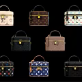 Fashionable Luggage Collection Featuring Various Patterns Colors and Metal Clasps