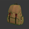 Tan Brown Backpack With Black Straps And Multiple Pockets For Daily Use 3d model