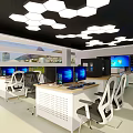 Smart Ergonomic Exhibition Space Featuring Modern Design Display Counter And Lighting 3d model