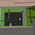 Courtyard Garden Design With Green Lawn Stone Paving And Lush Plants