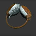 Premium Ergonomic Headphones Audio with Circular Design and Brown White Woven Texture