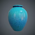 Decorative Blue Ceramic Vase With Round Shape And Smooth Glossy Surface 3d model
