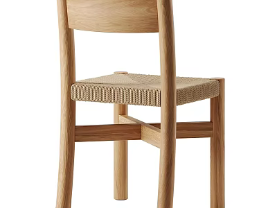 Stylish Leisure Chair With Wooden Frame Woven Seat And Light Wood Finish For Home Interior 3d model