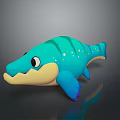 Cute 3D Aquatic Animal With Blue Green Body Green Stripes Yellow Belly And Spots